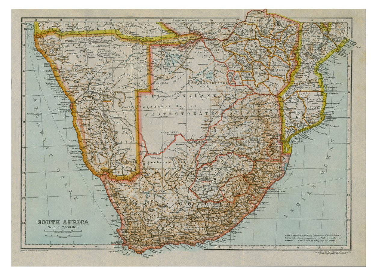 Mapa del sur de África, c1910 de Gull Engraving Company
