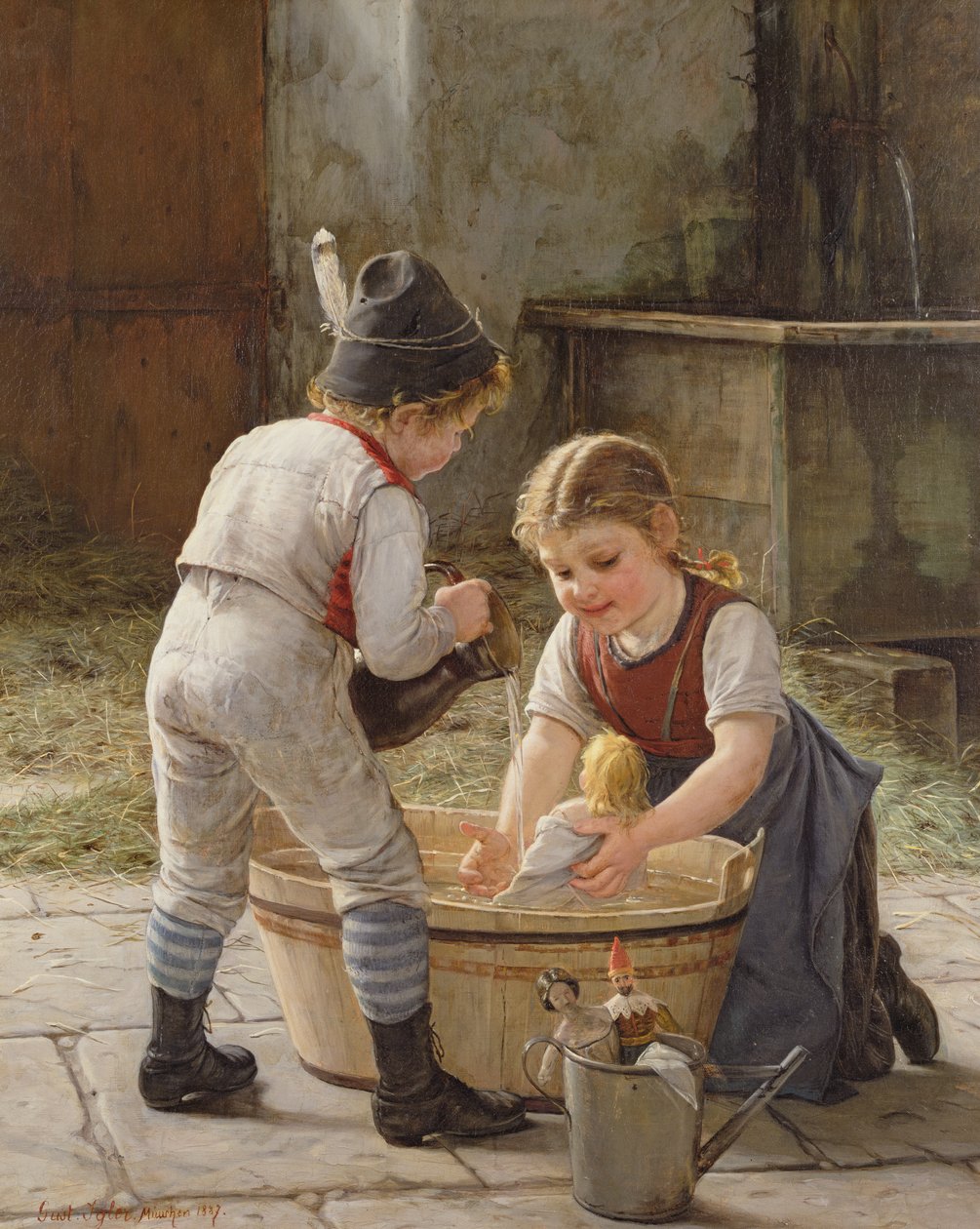 Bañando sus muñecas de Gustav Igler