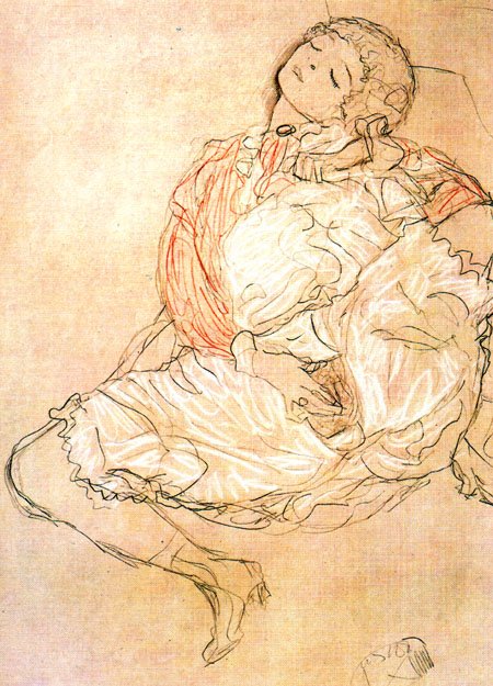 Mujer sentada de coxas abiertas de Gustav Klimt