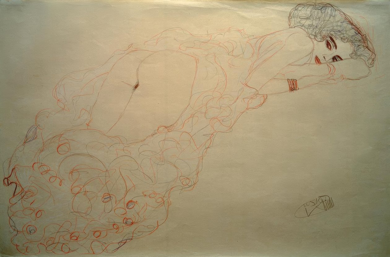 Desnudo acostado de lado derecho de Gustav Klimt