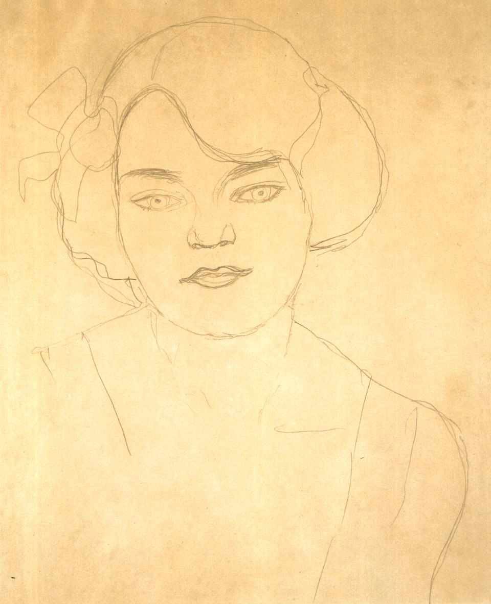 Retrato de una niña de frente de Gustav Klimt