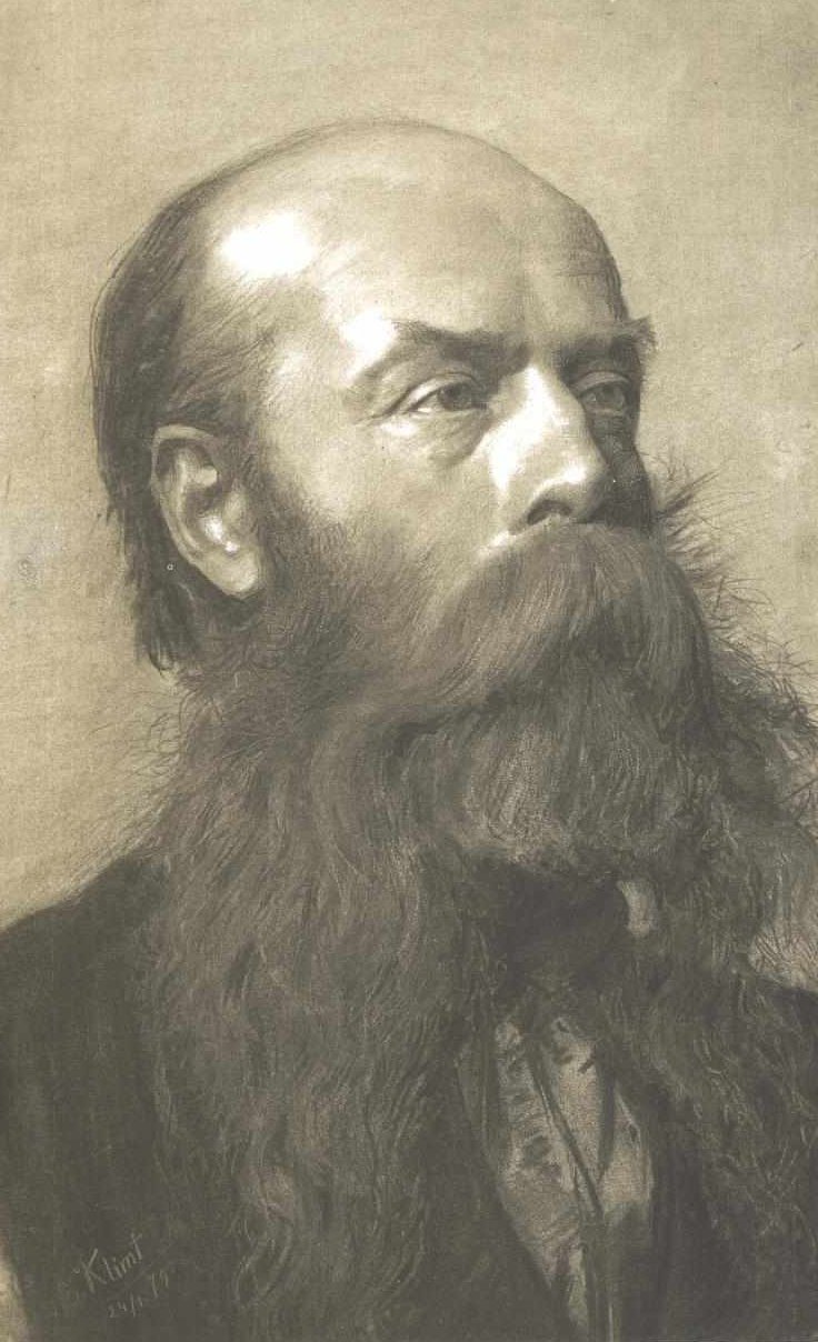 Retrato de un hombre barbudo en tres cuartos de perfil de Gustav Klimt