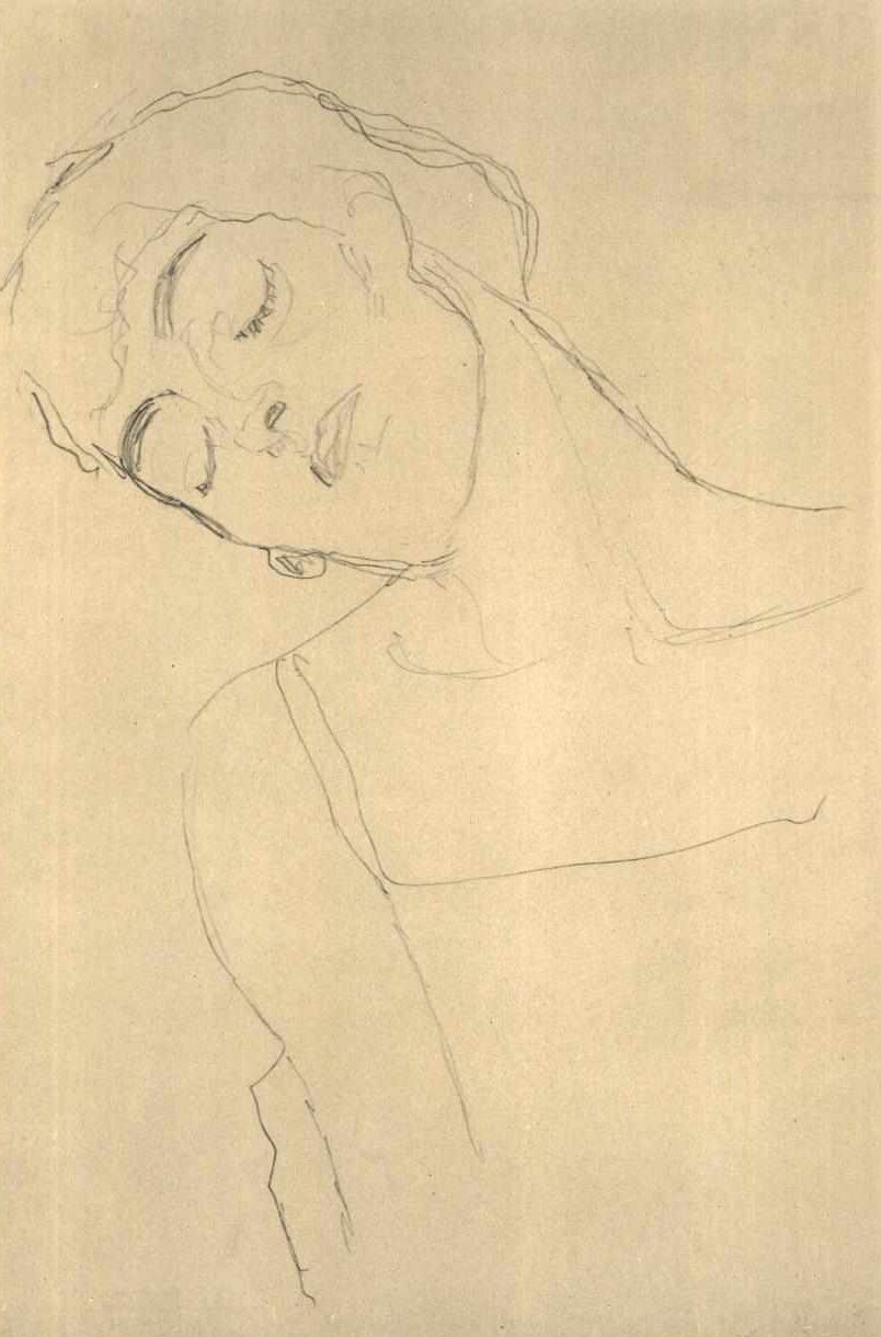 Retrato con ojos cerrados de Gustav Klimt