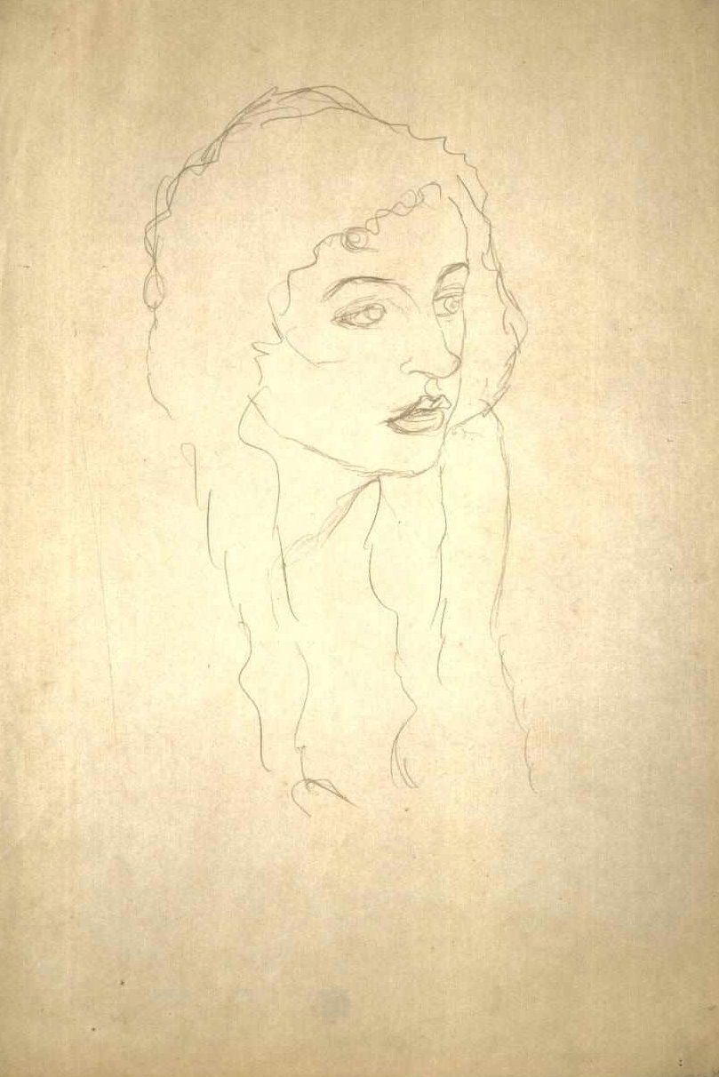 Cabeza de mujer en tres cuartos de perfil de Gustav Klimt