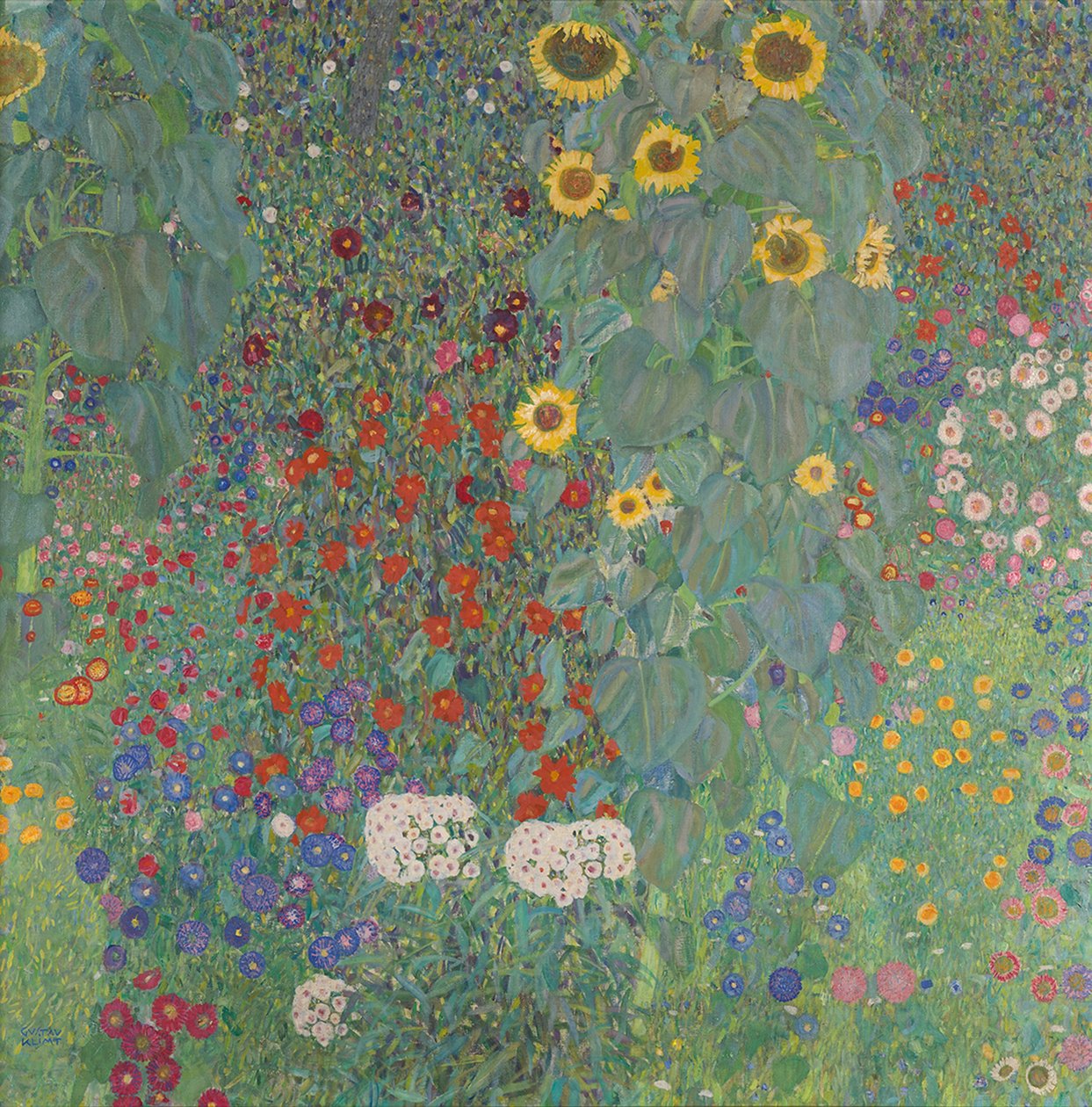 Jardín con girasoles en el campo de Gustav Klimt