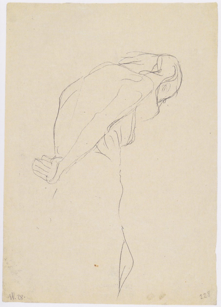 Anciano desnudo inclinado hacia la derecha de Gustav Klimt