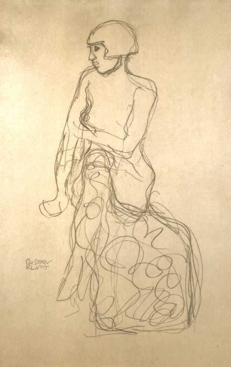 Semidesnudo hacia la izquierda de Gustav Klimt