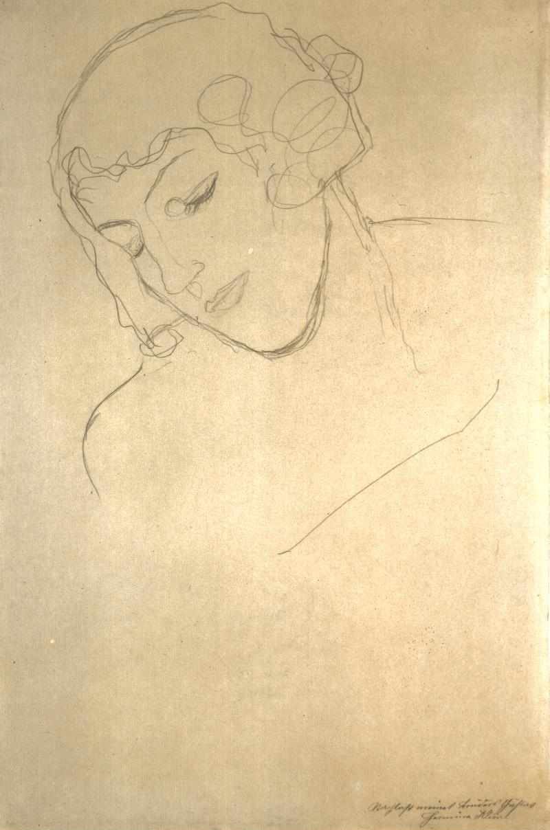 Cabeza y pecho de una mujer de Gustav Klimt