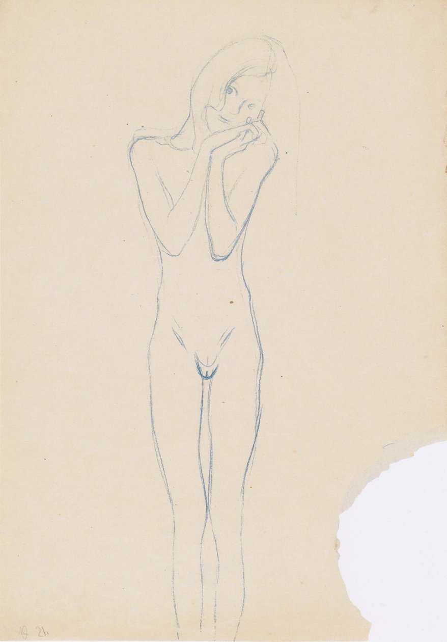 Desnudo de niña de frente de Gustav Klimt