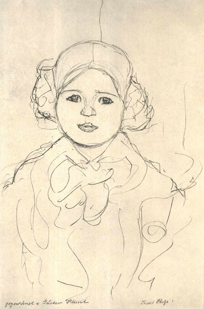 Estudio de niña de frente de Gustav Klimt