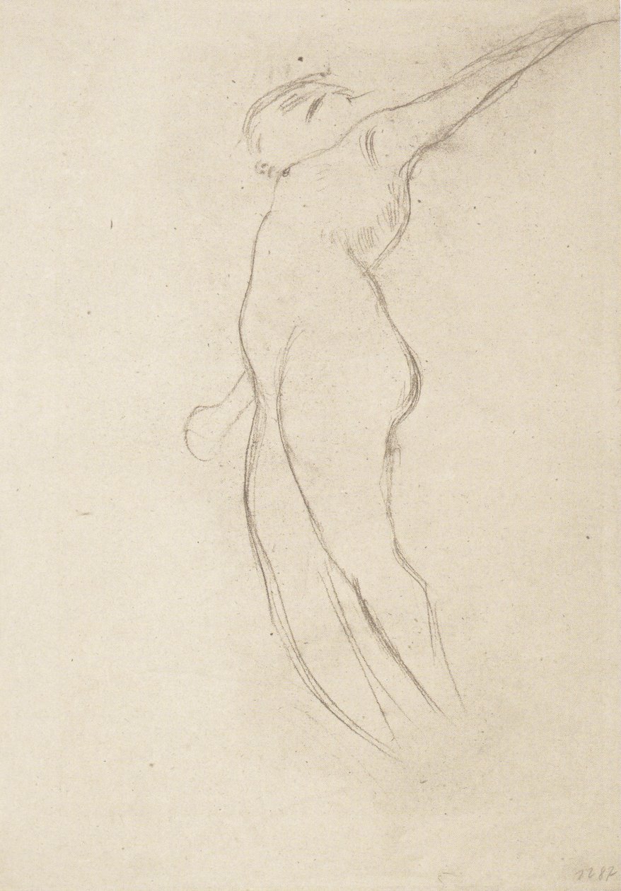 Flotante hacia la izquierda con brazo derecho bajado y brazo izquierdo levantado de Gustav Klimt