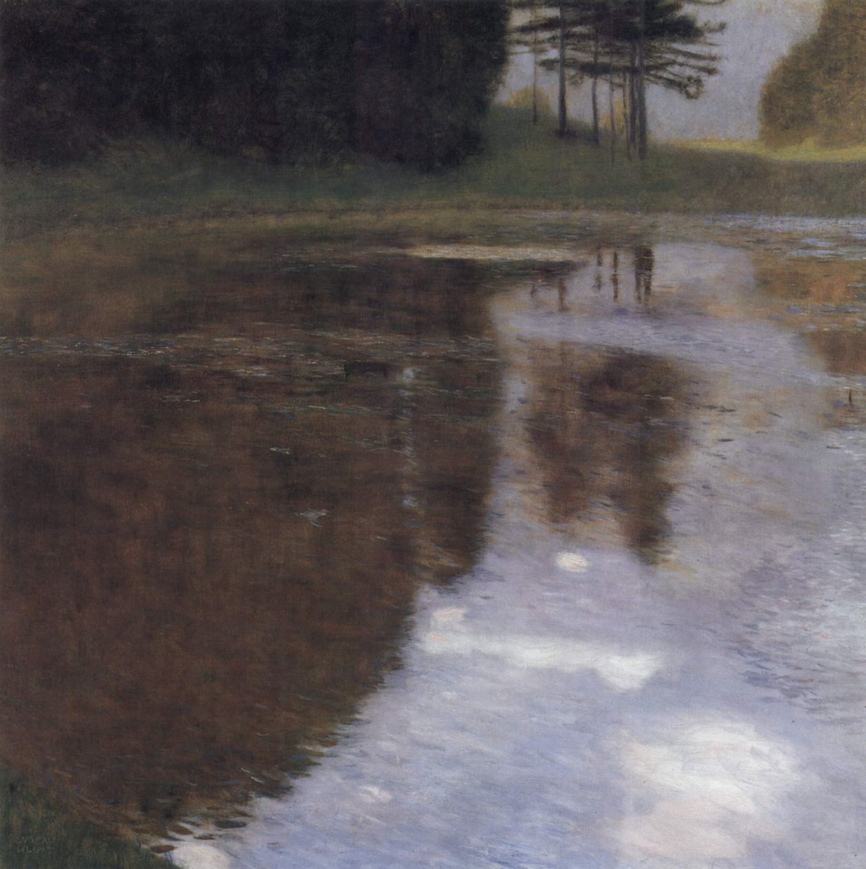 Estanque tranquilo en el parque del castillo de Kammer de Gustav Klimt