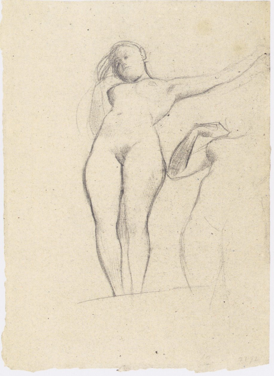 Dos estudios de un desnudo de pie hacia la izquierda de Gustav Klimt