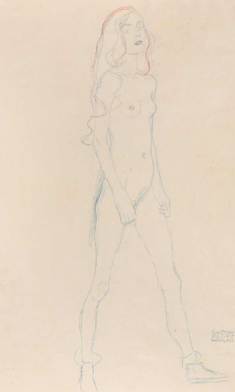Una joven desnuda, c. 1917 de Gustav Klimt