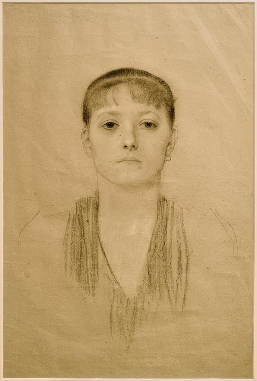 Retrato de una niña de frente de Gustav Klimt