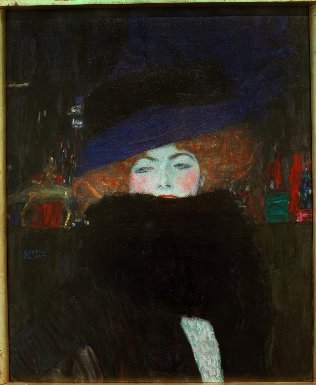 Dama con sombrero y boa de plumas de Gustav Klimt