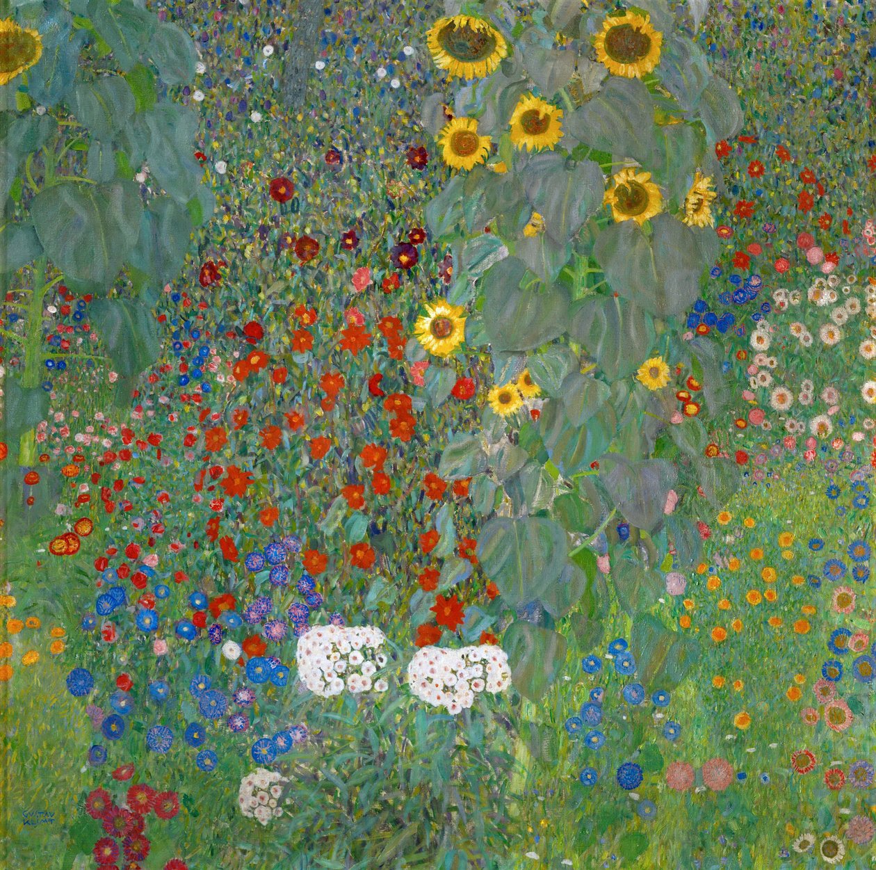 Jardín de la granja con girasoles de Gustav Klimt