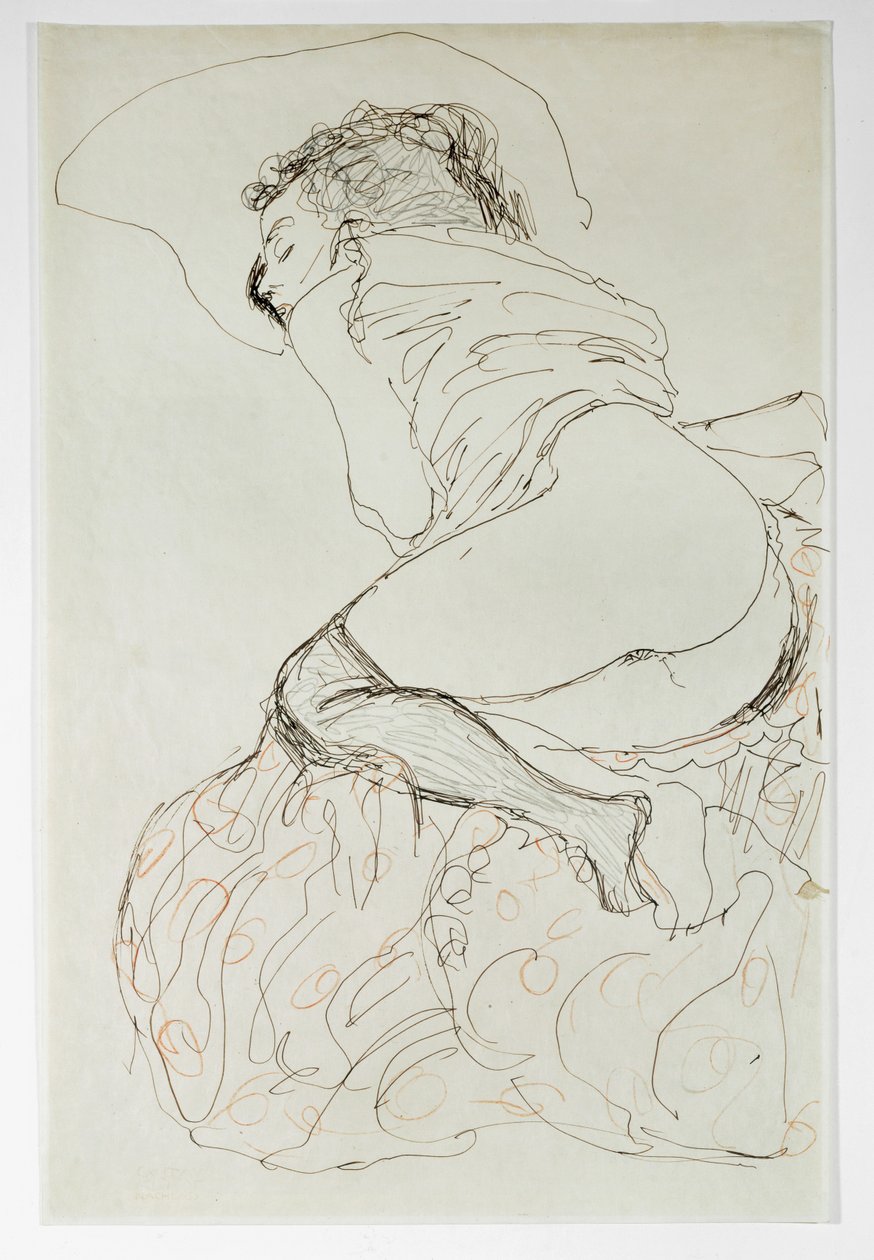 Mujer desnuda, girada a la izquierda de Gustav Klimt