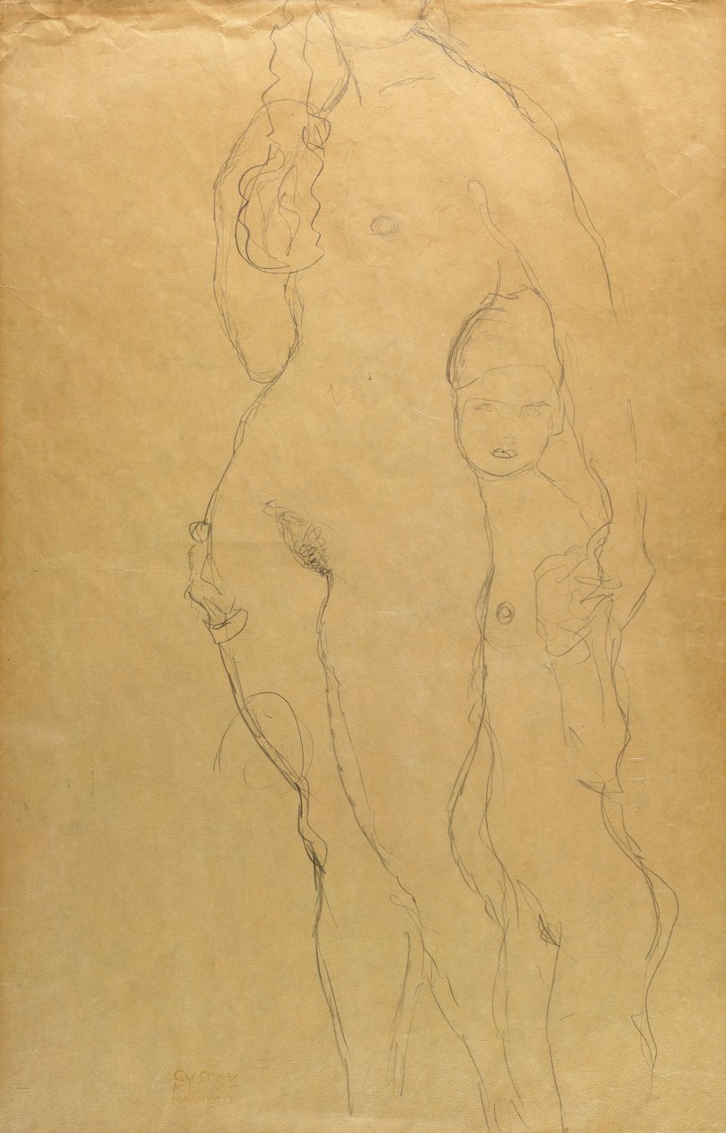 Madre e hija (lápiz sobre papel) de Gustav Klimt