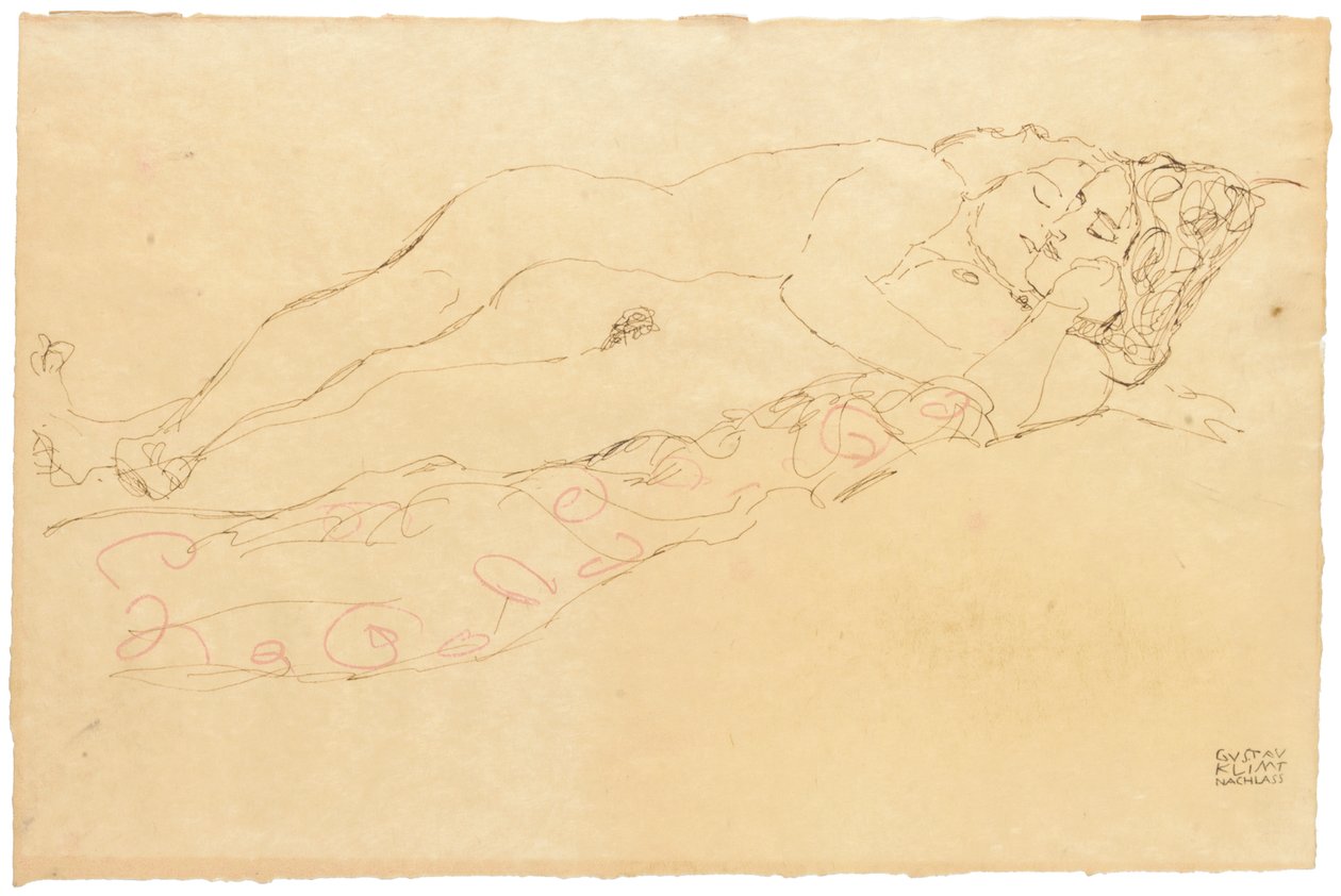 Dos desnudos reclinados, c.1913 de Gustav Klimt