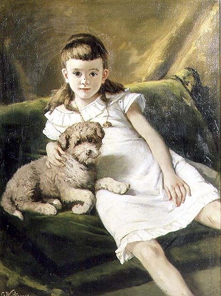 Niña con perro de Gustav Wertheimer