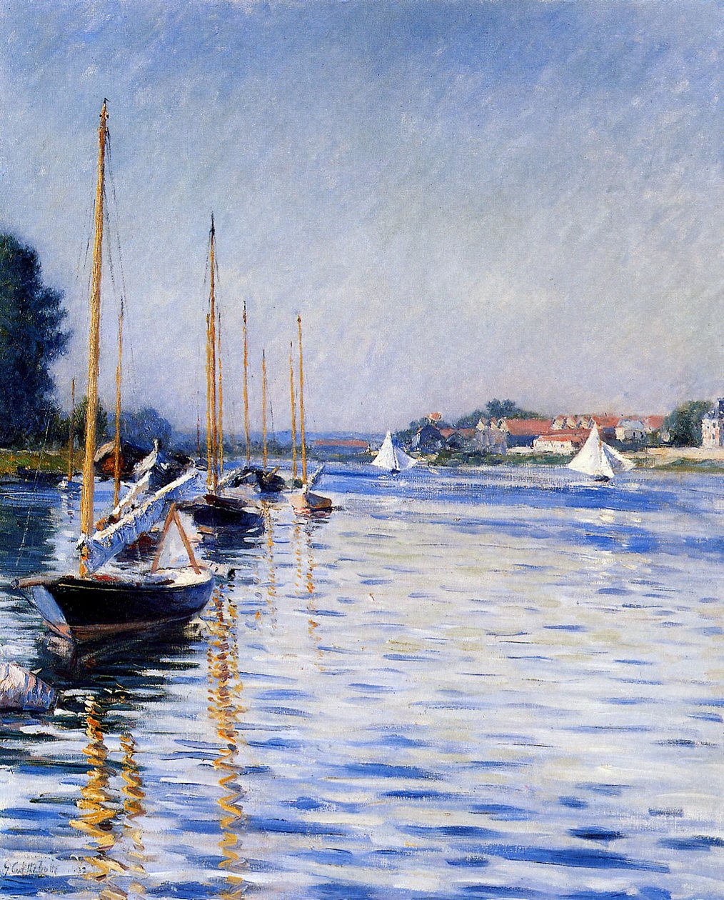 Barcos en el Sena de Gustave Caillebotte