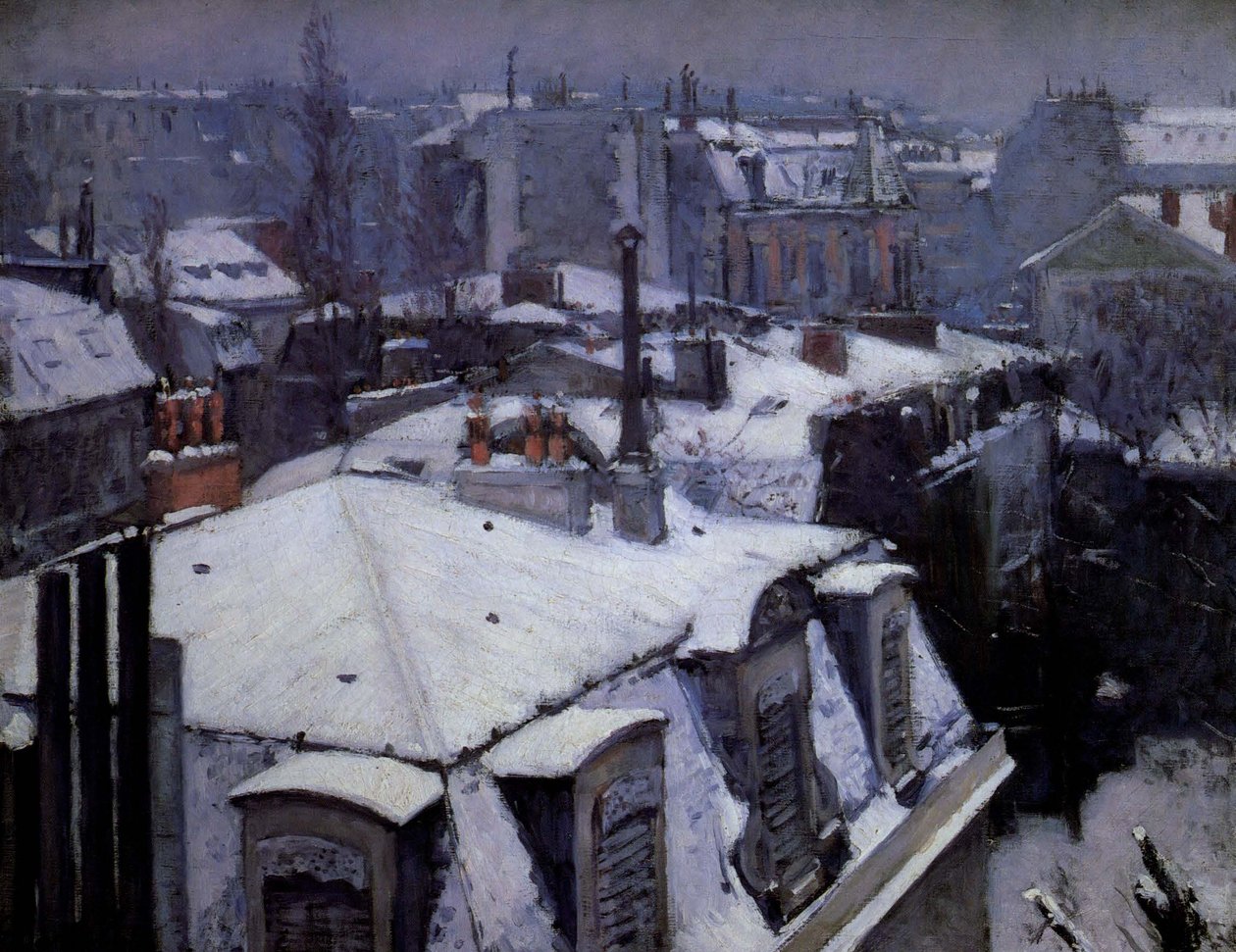 Techos bajo la nieve de Gustave Caillebotte