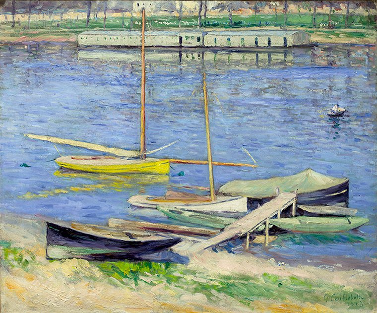 Veleros en el fondeadero en el Sena, en Argenteuil (Berhaut 272) de Gustave Caillebotte