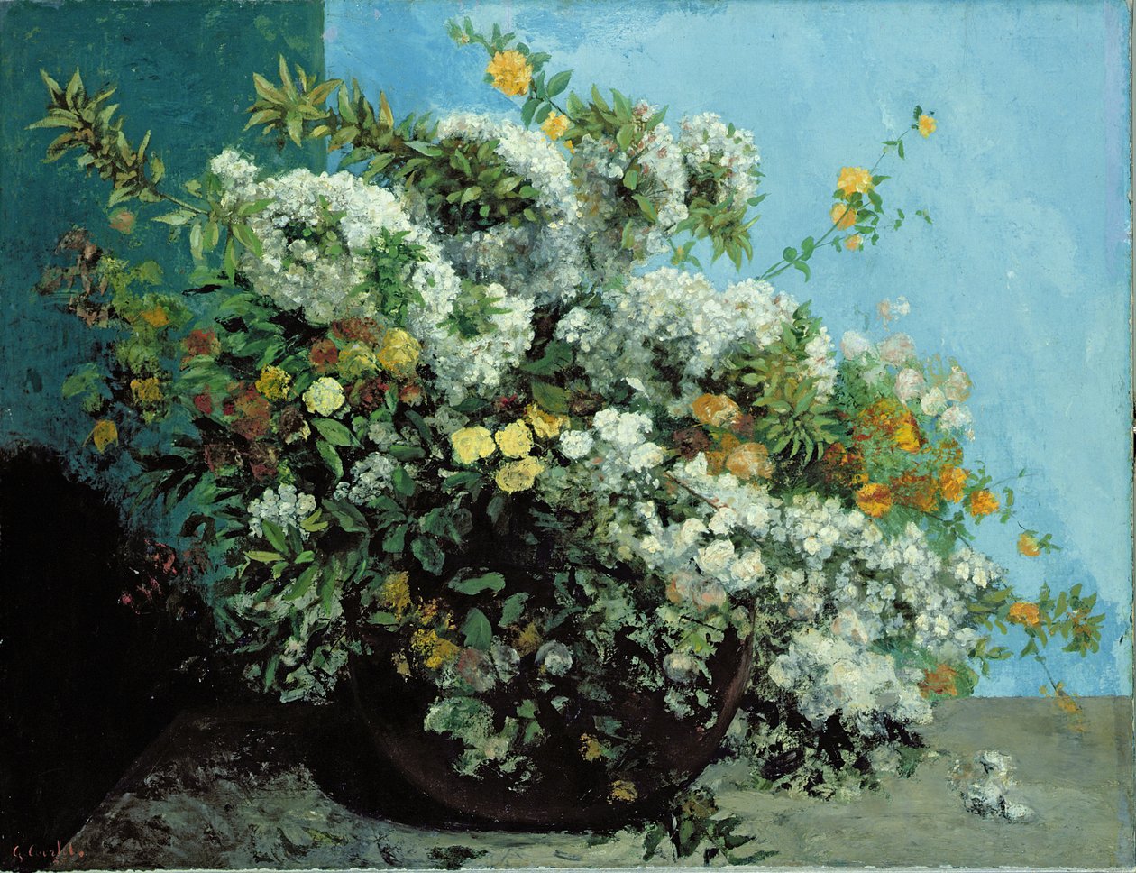 Ramas florecientes y flores, 1855 de Gustave Courbet