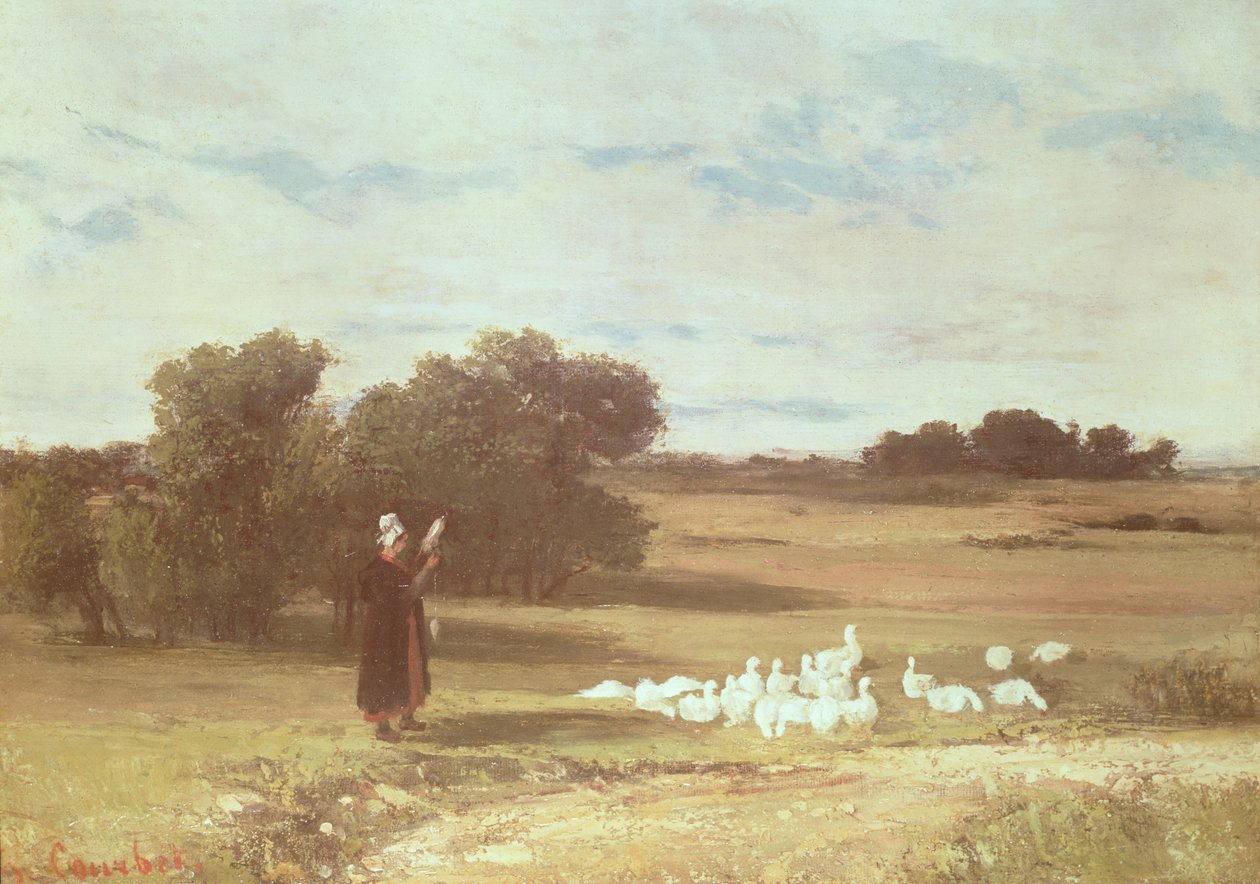 Niña con gansos de Gustave Courbet
