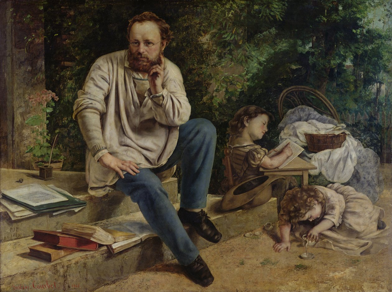 Pierre Joseph Proudhon (1809-65) y sus hijos en 1853, 1865 de Gustave Courbet