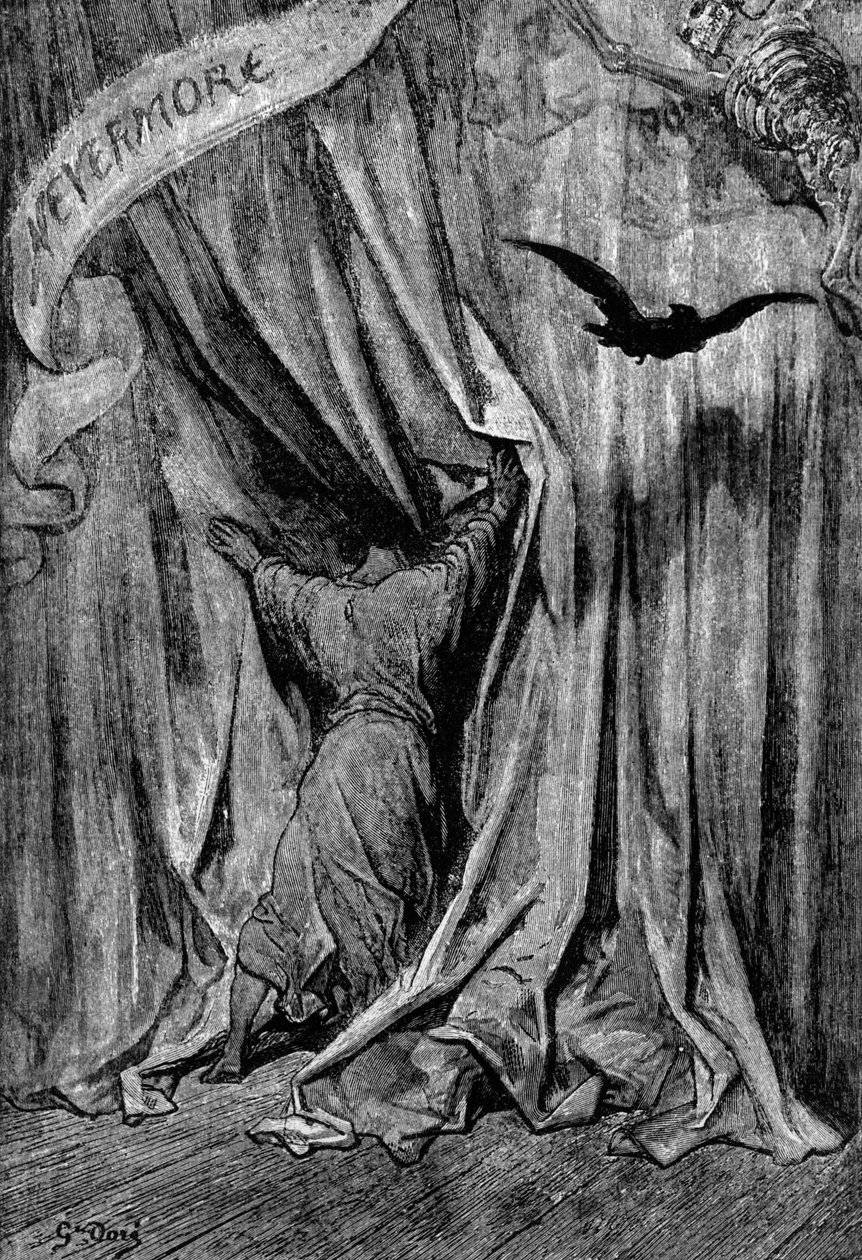 Ilustración para el poema El cuervo de Edgar Allan Poe, 1845 de Gustave Dore
