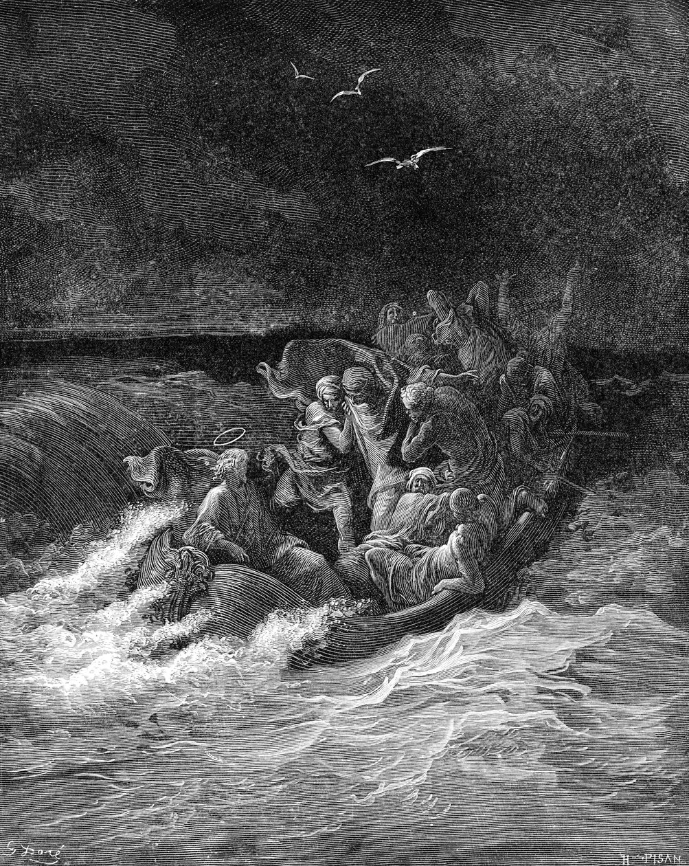 Jesús calma la tormenta de Gustave Dore