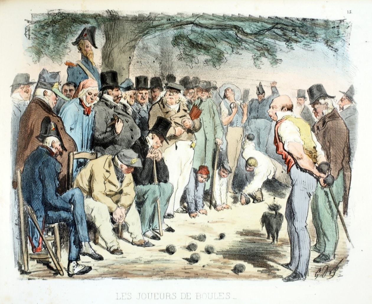 Los jugadores de petanca, Los diferentes públicos de París, 1854 de Gustave Dore
