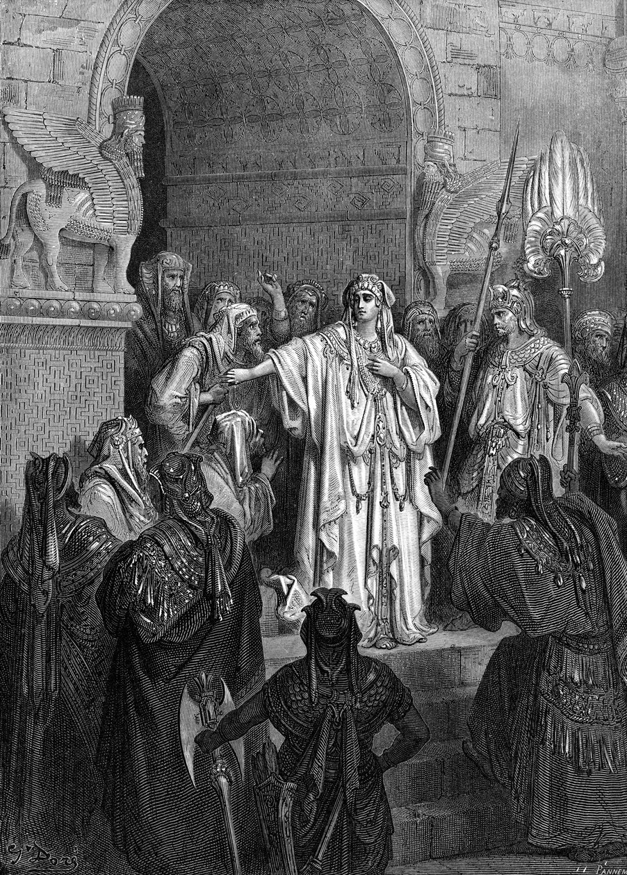 La reina Vasti, grabado por Doré de Gustave Dore