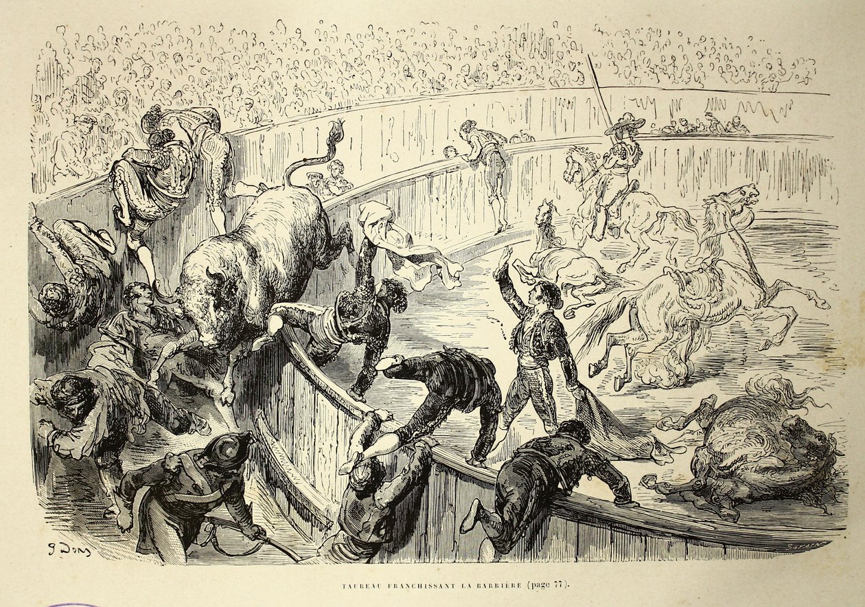 Toro saltando la barrera de Gustave Dore