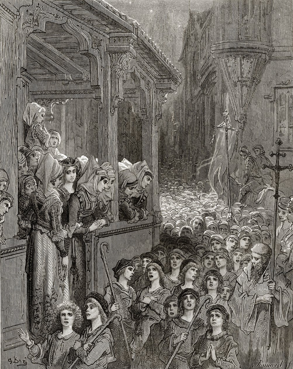 La Cruzada de los Niños en 1212, ilustración de 