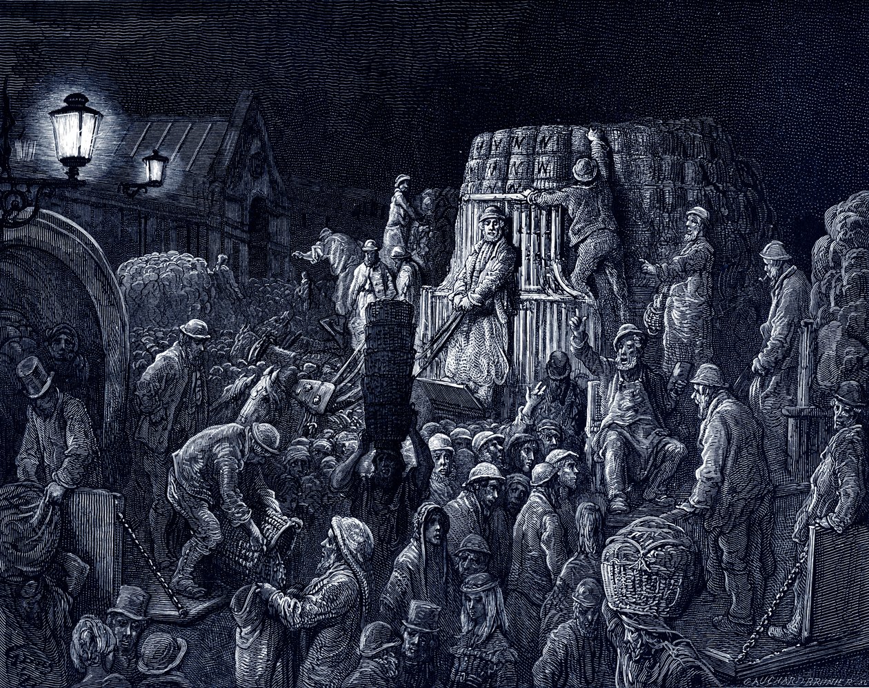 Londres victoriano: Mercado de Covent Garden de Gustave Dore