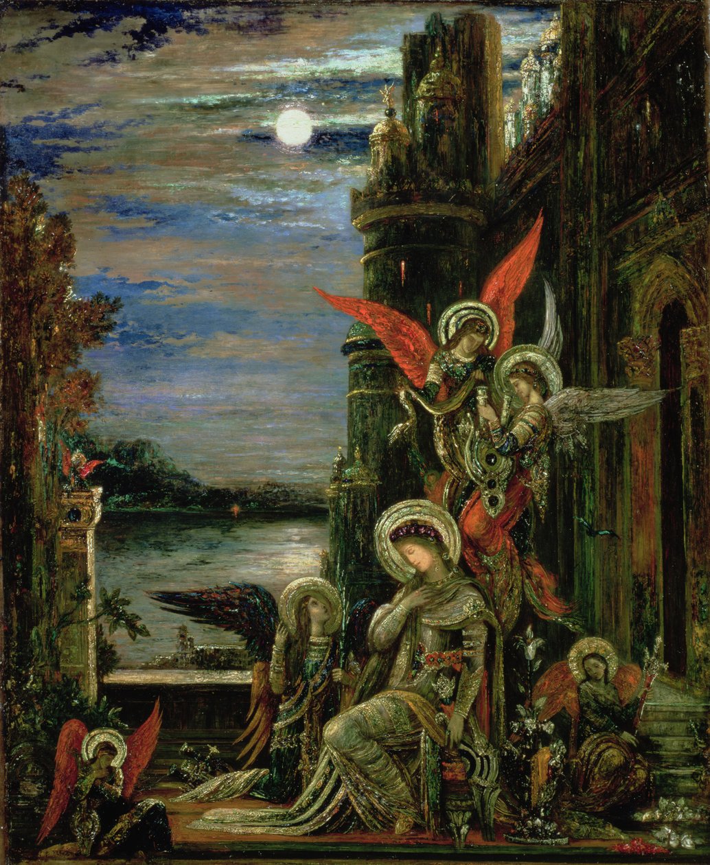 Santa Cecilia (Los ángeles anunciando su próximo martirio) 1897 de Gustave Moreau