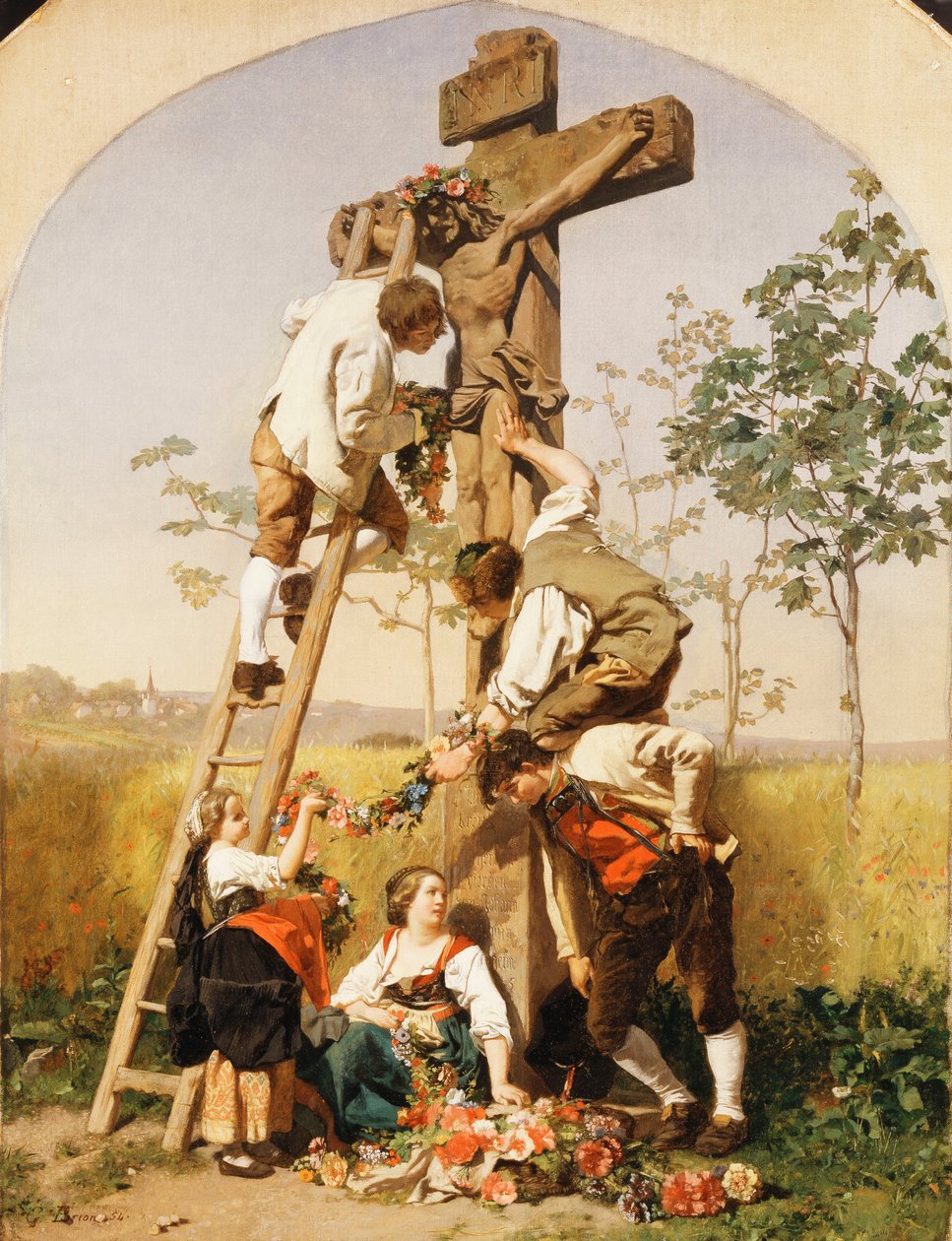 Decorando el santuario, 1854 de Gustave Brion