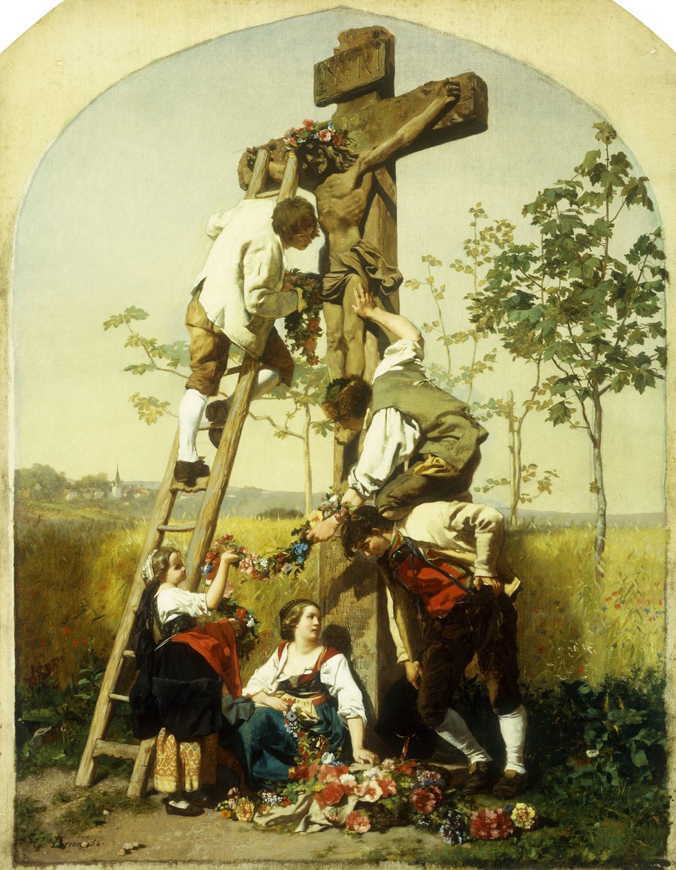 Decorando el santuario, 1854 de Gustave Brion