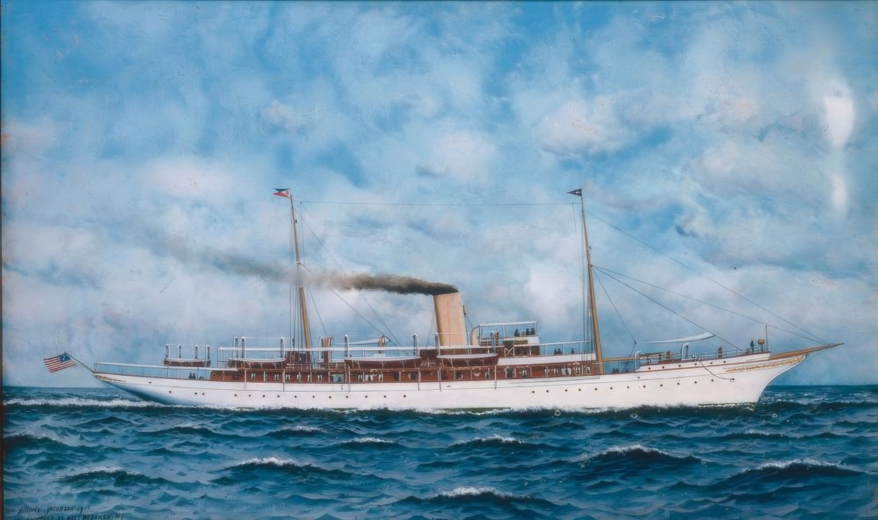 Barco fondeado en el Sena de Gustave Caillebotte