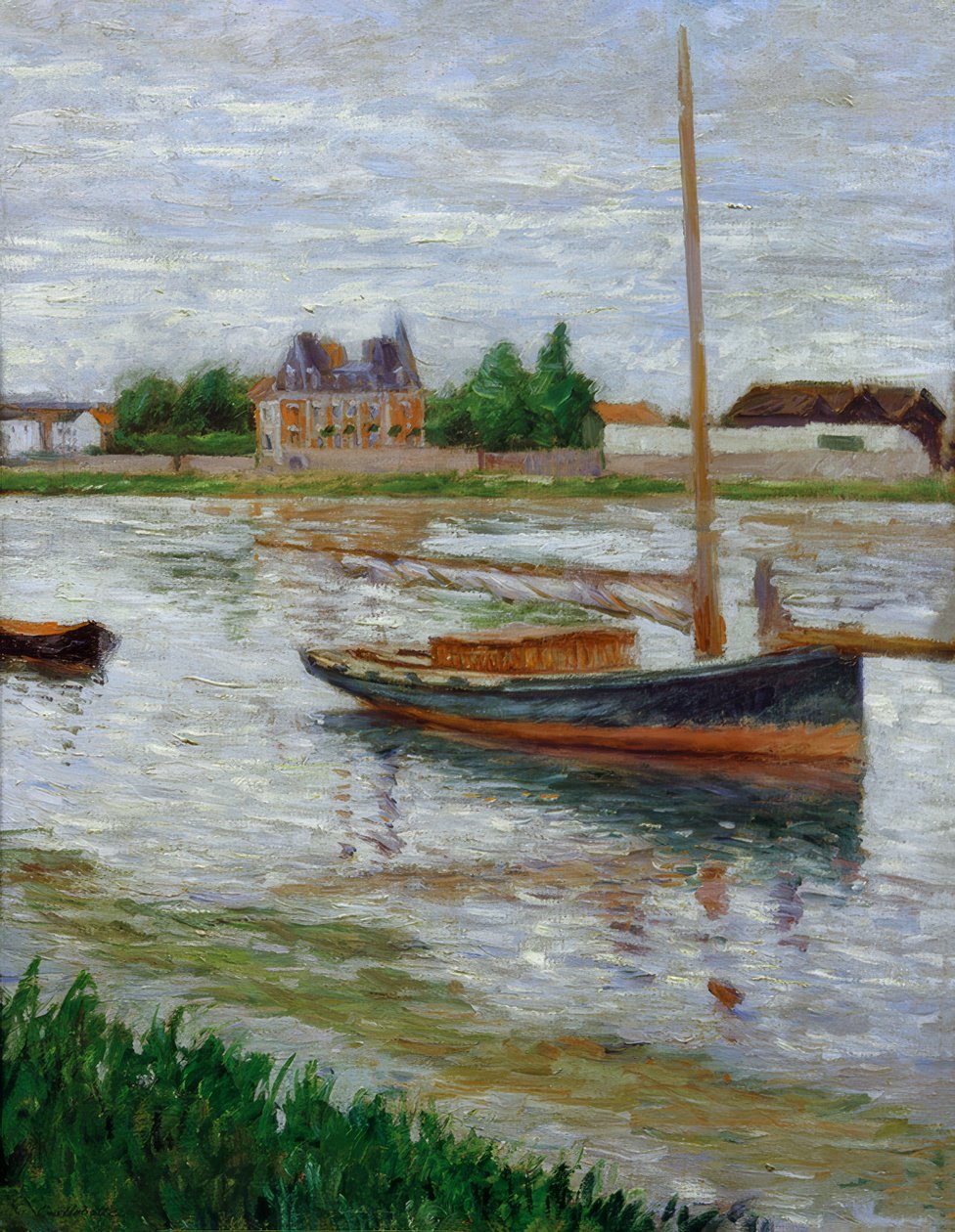 Barco anclado en el Sena en Argenteuil de Gustave Caillebotte