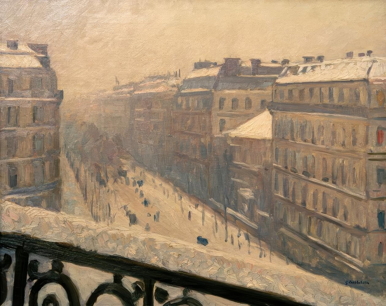 Boulevard Haussmann, efecto de nieve de Gustave Caillebotte