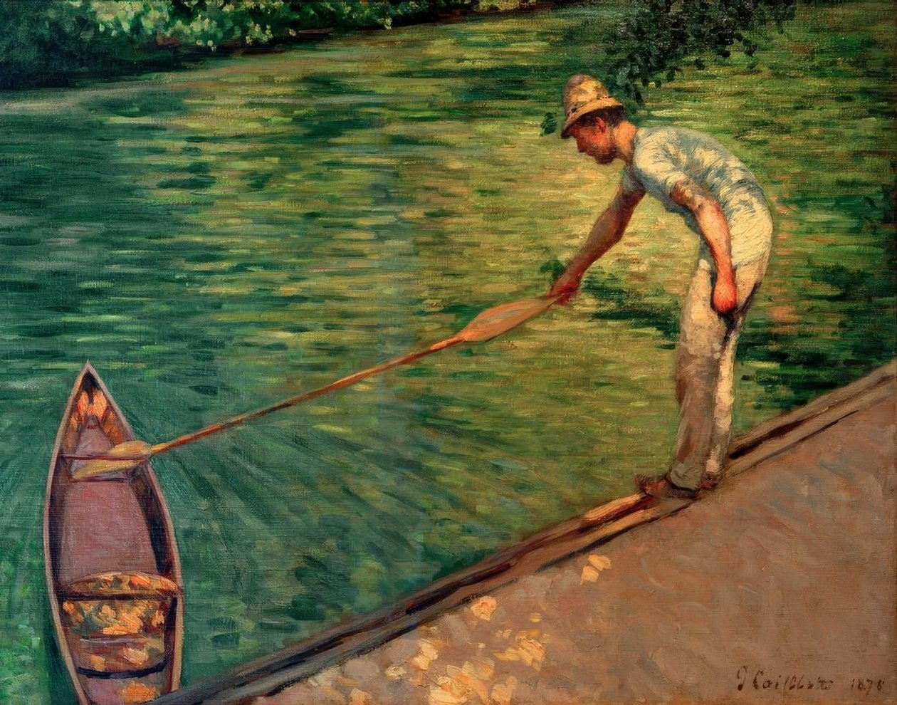 Remero llevando su canoa de Gustave Caillebotte
