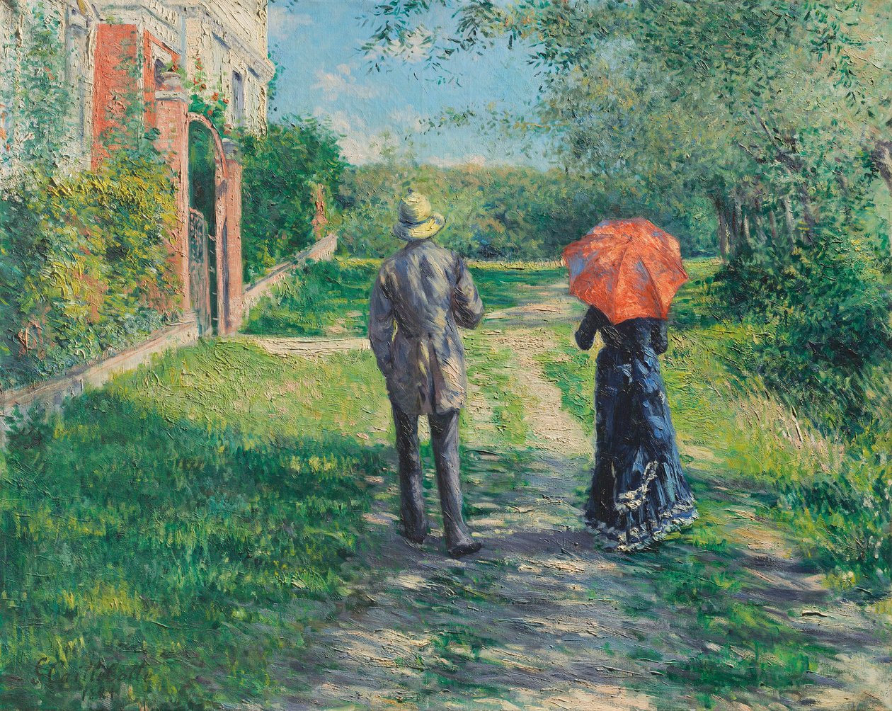 Alemán: Couple walking The Uphill Path de Gustave Caillebotte