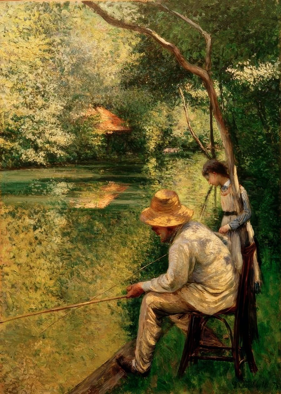 Pesca con caña de Gustave Caillebotte