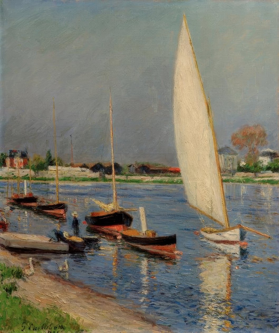 Veleros en el Sena en Argenteuil de Gustave Caillebotte