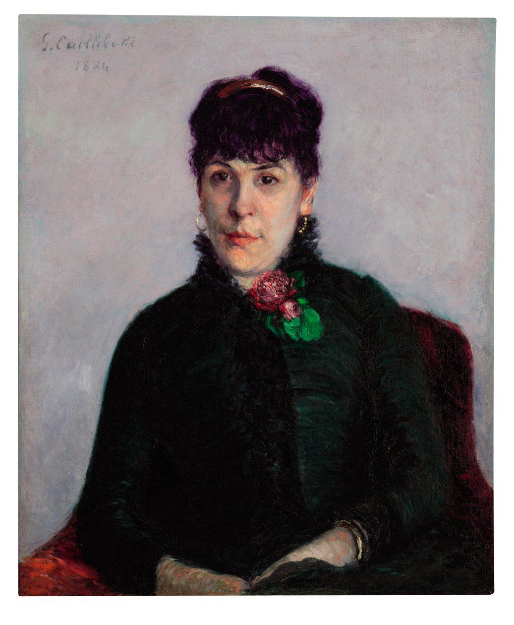 Mujer con una rosa, 1884 de Gustave Caillebotte