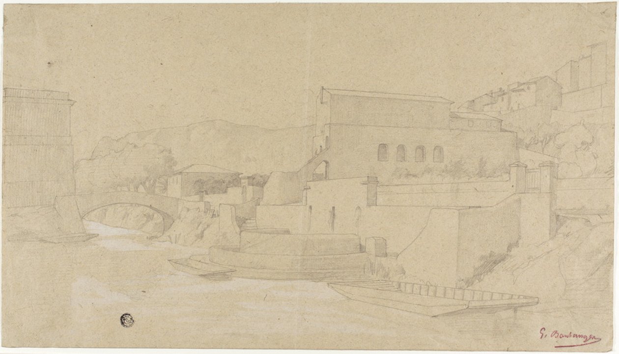 Pueblo italiano en un río de Gustave Clarence Rodolphe Boulanger